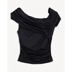 SEVEN SEVEN - Camiseta Escote Asimetrico Para Mujer Negro