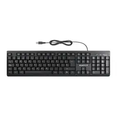 HAVIT - Teclado para Pc Tipo Corporativo, Cableado. 41×12×1,8 CM, USB 2.0, Negro 104 Teclas