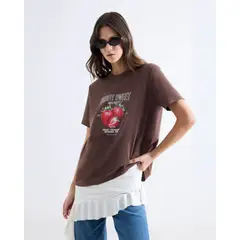 SEVEN SEVEN - Camiseta Estampada Berry Sweet Para Mujer Café