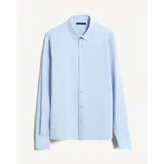 SEVEN SEVEN - Camisa Para Hombre Manga Larga Sin Bolsillo Cuello C Color Azul Marca #45017714