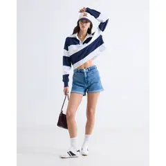 SEVEN SEVEN - Short Mom Tono Oscuro Para Mujer Azul