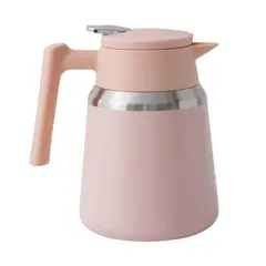 BUFFER FLASK - Jarra Térmica 1.1L Aislada Al Vacío Con Tapa Tetera Cafetera Para Café y Agua Rosada