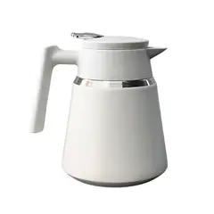 BUFFER FLASK - Jarra Térmica 1.1L Aislada Al Vacío Con Tapa Tetera Cafetera Para Café y Agua (Blanco)