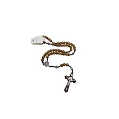 MAZUGI - Camándula de Madera con Cruz Rosario Religioso Elegante
