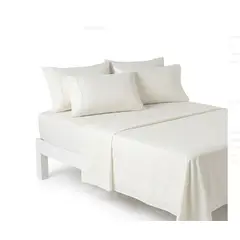 OEM - Sabanas En Algodón Premium Cama Sencilla 100 x 190 cm Blancas