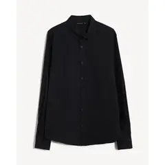 SEVEN SEVEN - Camisa Stretch Cuello Gales Para Hombre Negro
