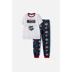 WARNER BROS - Pijama de Harry Potter pantalón largo blanco y azul para niño