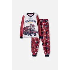 WARNER BROS - Pijama de Harry Potter pantalón largo marfil y rojo para niño