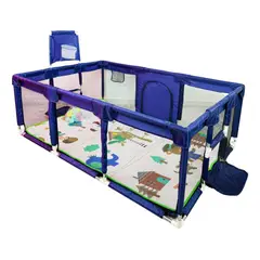 GENERICO - Parque Infantil Corral De Juegos Tapete Pelotas Canasta 180x120 Azul