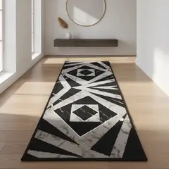 MITAPETE COM - Tapete Alfombra Camino Pie De Cama Antideslizante 50 X 180cms Negro Gris