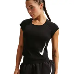 NIKE - Camiseta Tempo Swoosh Run Df Ss Mujer-Negro