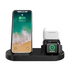 GENERICO - Cargador Inalámbrico 3 en 1 Turbo USB-C Negro H'maston Para iPhone Modelo YD-15