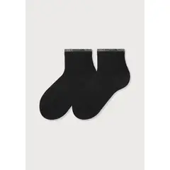 MR HAPPY - Media Tobillera Lisa Iconos Dama Negro 35-39 Pack x3