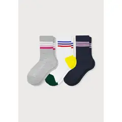 MR HAPPY - Media Semi Acolchada 34 Rayas Dama Azul 35-39 Pack x6