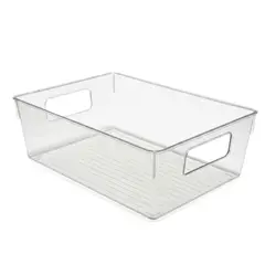 GENERICO - Organizador Acrílico Transparente Con Relieve Caja Multiuso 28x19x10 cm