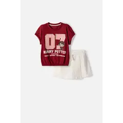 WARNER BROS - Conjunto de Harry Potter con short multicolor para niña