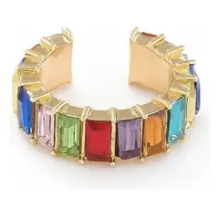GENERICO - Ear Cuff Dorado Mujer Ajustable Con Cristales Multicolor