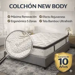 PLUMA HOME - LINEA GOLD Resorte Pocket y Espuma Memory Foam - New Body Queen - Gratis 2 Almohadas y Protector
