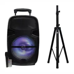 GENERICO - Cabina De Sonido 15 Pulgada Recargable Tripode Microfono Led