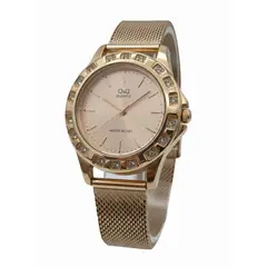 Q&Q - Reloj para Dama - Oro Rosa con Dial Rosa y Pulso de Acero
