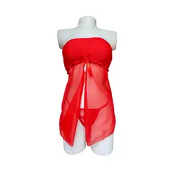 GENERICO - Baby doll con tanga hilo Rojo Encaje Lenceria Sensual
