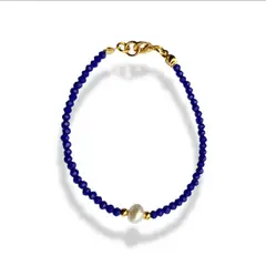 MERAKI - Pulsera mujer de cristal murano y perla terminales bañados en oro 24kt - Manilla mujer