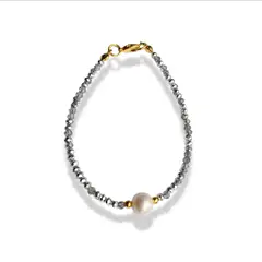 MERAKI - Pulsera mujer de cristal murano y perla terminales bañados en oro 24kt - Manilla mujer
