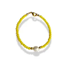 MERAKI - Pulsera mujer de cristal murano y perla terminales bañados en oro 24kt - Manilla mujer