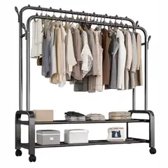 TECNOHOGAR JS - Perchero Zapatero Doble Alta Resistencia 48kg Con Ruedas