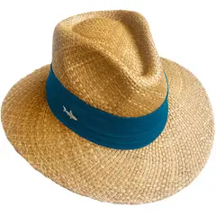 SALVADOR BEACHWEAR - SOMBRERO OSCURO CINTA ANCHA AGUAMARINA