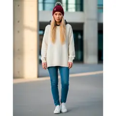 VITTORIA - Gorro Pompon Bola Unisex Fashion Frío En Lana Fina