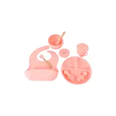 GENERICO - Kit Alimentación Bebé 8 Piezas Silicona BPA Free Antideslizante Completo