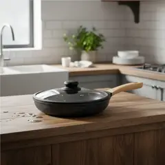 GENERICO - Sartén Antiadherente Negro 28 Cm Tipo Piedra Tipo Vidrio