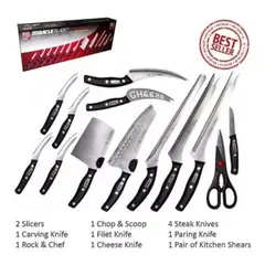 TECNOHOGAR JS - Juego De Set Cuchillos Profesionales Chef 13 Piezas