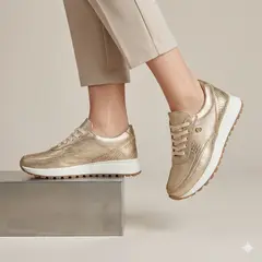 CALZADO BONT - Tenis Dorado Mujer En CUERO Deportivo Bont Catania
