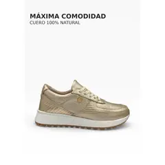 CALZADO BONT - Tenis Dorado 100% cuero Deportivo Mujer Catania Bont