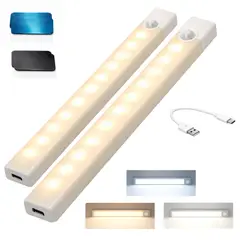 GENERICO - Lámpara LED con Sensor de Movimiento Recargable 2 Unidades