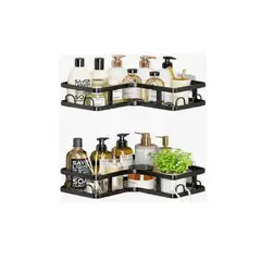 GENERICO - Organizador de Baño Esquinero 5 Niveles Negro - Set x5 Acero Resistente Ahorra Espacio