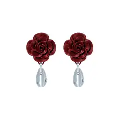 FILAMENTAL - ARETES DE ROSAS CON DIJE DE PERLA