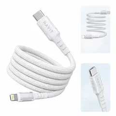 HAVIT - Cable de Datos y Carga Rápida Magnético Tipo C a Lightning Iphone , 30W 1M Blanco