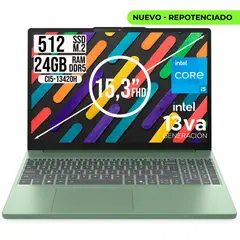Lenovo - Portatil IdeaPad Slim 3 intel Core I5-13420H Ssd 512GB Ram 24GB 15.3" WUXGA Verde