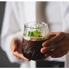 GENERICO - Pack de 6 Vaso de Vidrio Texturizado Estilo Tronco Diseño Natural 350ml