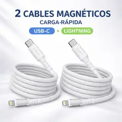 HAVIT - Kit por 2 Cables Carga Rápida Magnéticos Tipo C a Lightning Iphone , 30W 1M Blanco