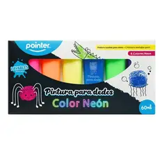 POINTER - Set Didáctico Pinturas Para Dedos Neón 6 Unidades Para Niños