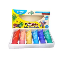 POINTER - Set Didáctico Pinturas Dedos Metalizadas 6 Unidades Niños