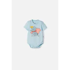 DISNEY - Body de Dumbo manga corta azul para bebé niña