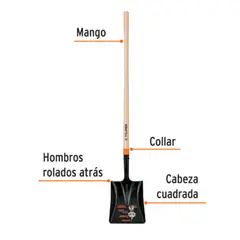 TRUPER - Pala Cuadrada Mango Largo 17176