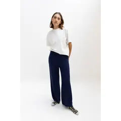 EASY PEOPLE - Pantalón Tejido Waffle Azul