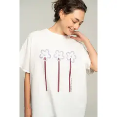 EASY PEOPLE - Camiseta send flowers - crudo