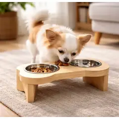 GENERICO - Comedero doble hueso de madera